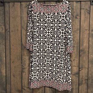 WHBM Black and white dress with 3/4 sleeves.